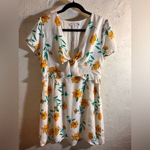 Lush Mini Dress Yellow Green Floral MED. garden girl brunch summer colorful